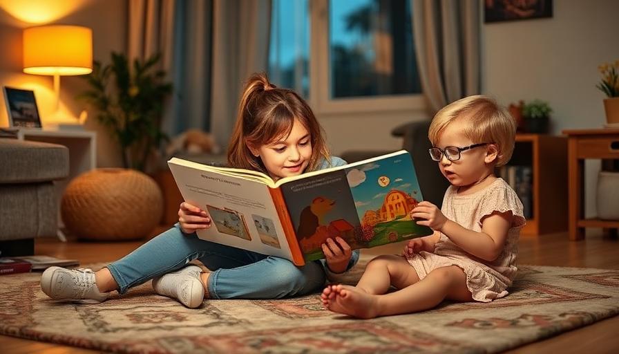 Babysitter reading with children