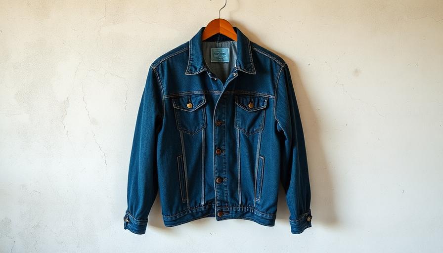 Vintage denim jacket on a hanger