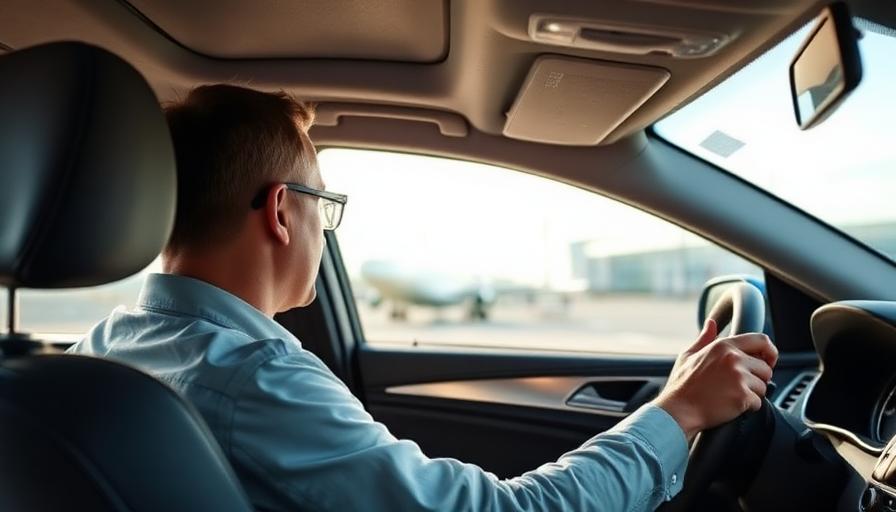 Driver at the wheel on an airport run