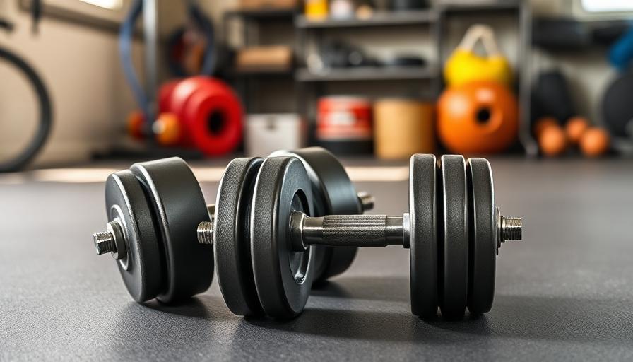 Adjustable dumbbells in a home gym