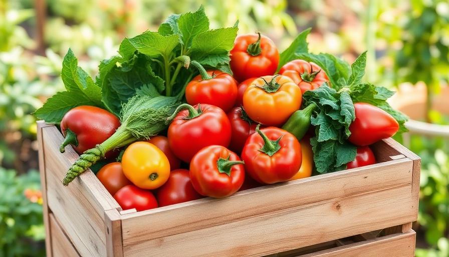 Crate of fresh garden vegetables