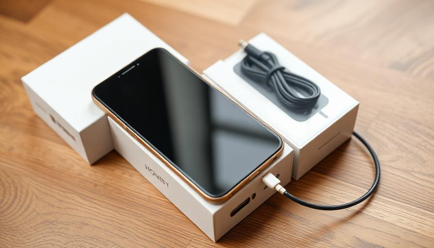 Smartphone with box and cable