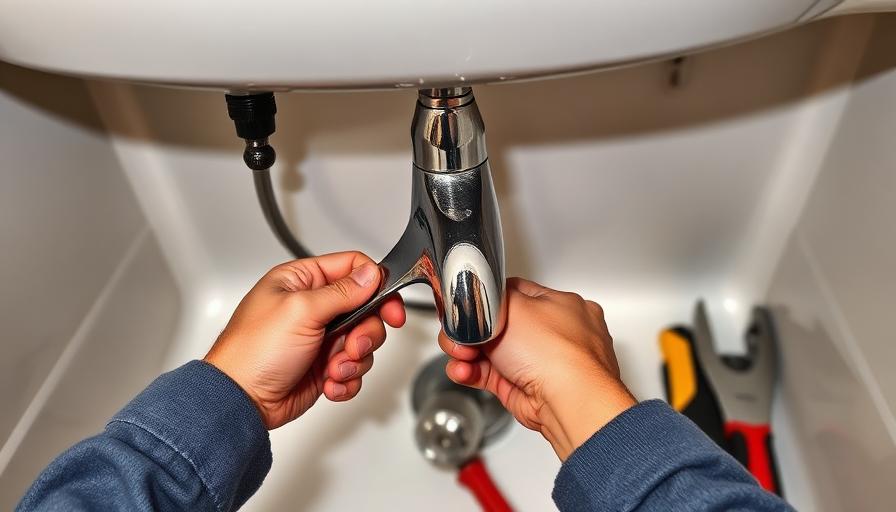 Plumber installing a faucet